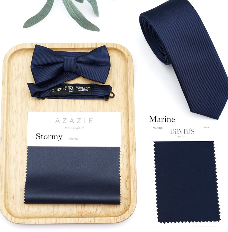 ZENXUS Solid Skinny Ties for Men, 2.5 inch Slim Deep Navy Necktie - Image 5